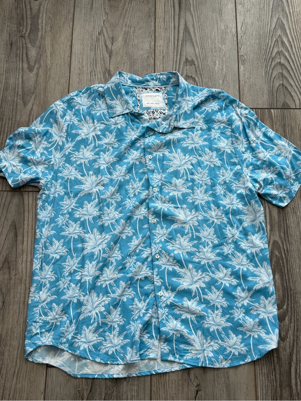 Denim and Flower Ricky Singh Men’s Palm Tree Tropical button down size L